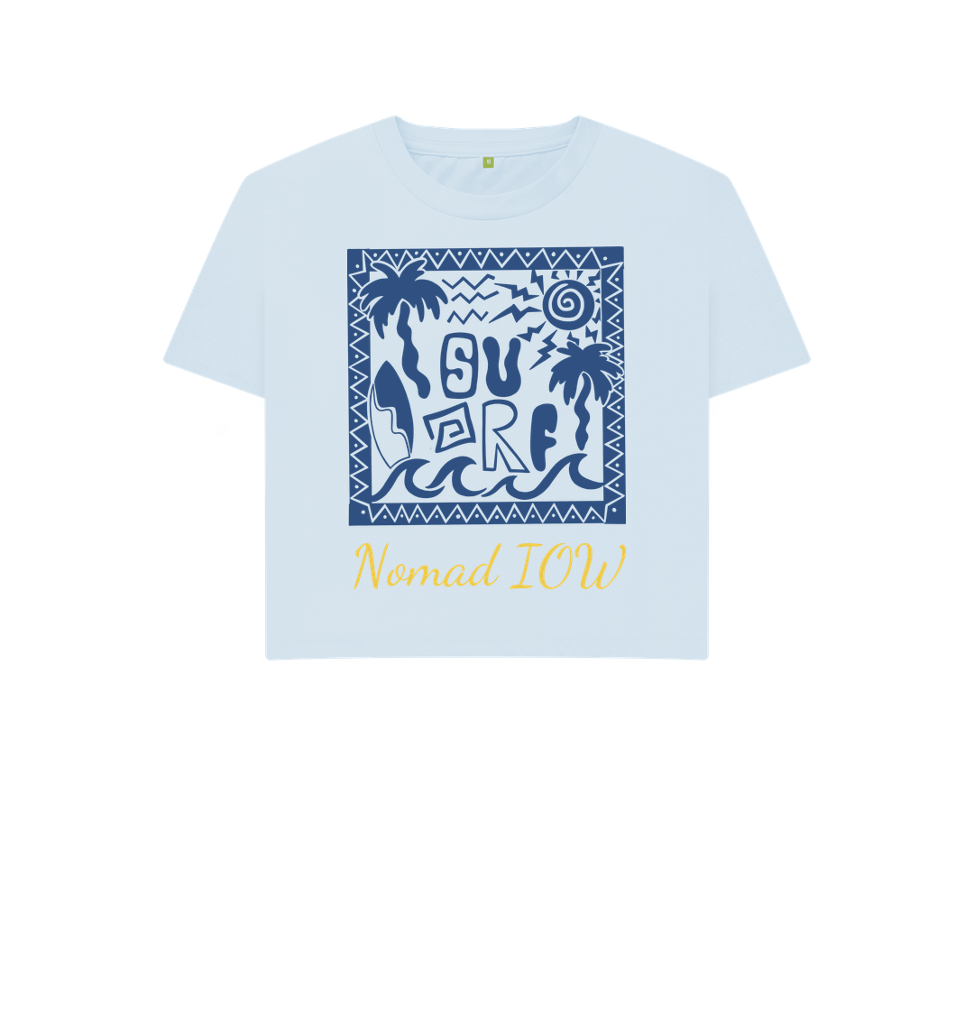 Sky Blue Nomad IOW Women's Boxy Tee \"Tiki Surfer\"