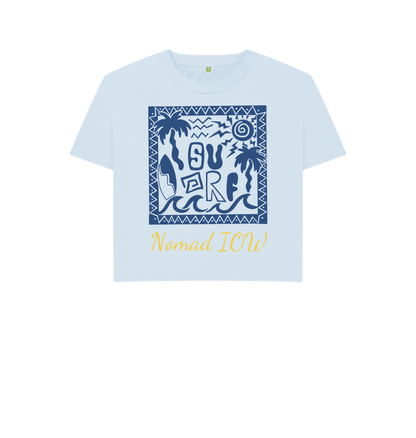 Sky Blue Nomad IOW Women's Boxy Tee \"Tiki Surfer\"