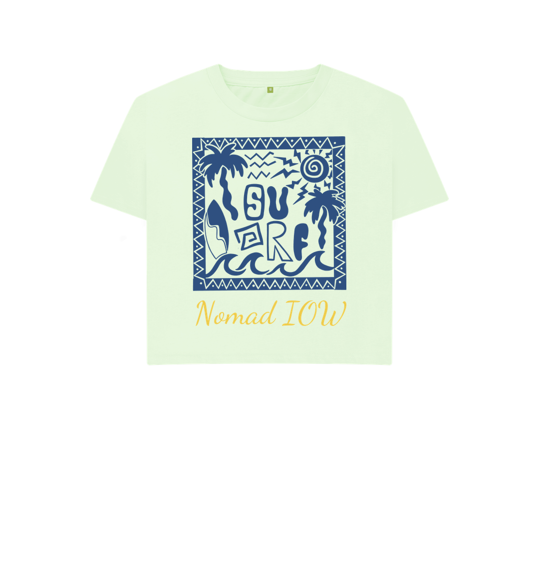 Pastel Green Nomad IOW Women's Boxy Tee \"Tiki Surfer\"