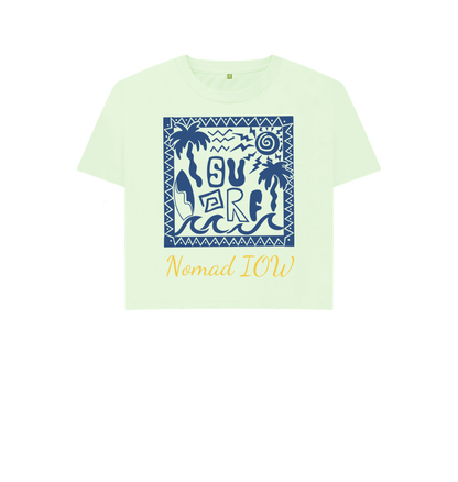 Pastel Green Nomad IOW Women's Boxy Tee \"Tiki Surfer\"