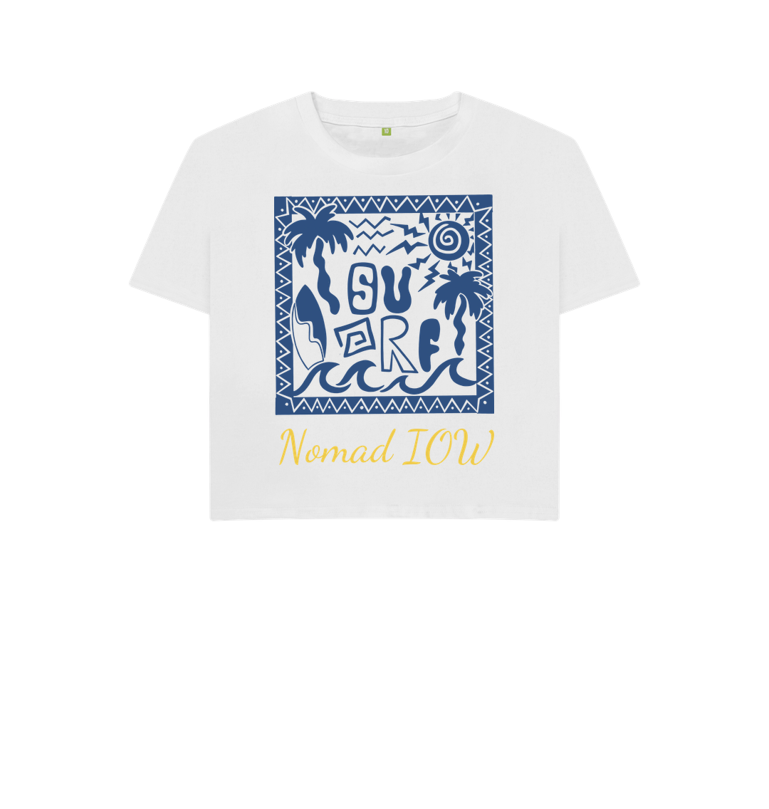 White Nomad IOW Women's Boxy Tee \"Tiki Surfer\"