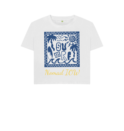 White Nomad IOW Women's Boxy Tee \"Tiki Surfer\"